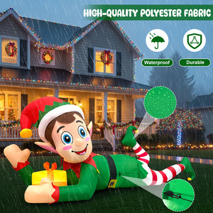 Décoration de Noël extérieure, géant elfe gonflable de Noël avec boîte cadeau, éclairage LED, décoration de jardin gonflable pour fête de Noël - Product Image 5