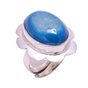 Bague en argent sterling 925 faite à la main pour femmes Unique naturel Druzy Gemstone Design de mode classique pour les mariages bijoux personnalisés - Product Image 1