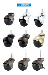 Roulettes pivotantes rondes modernes argentées de 2 pouces en PP avec tige, rotation à 360 degrés avec frein pour meubles de salon et de chambre - Product Image 4