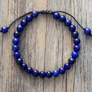 Lapis Lazuli Beaded <b>Bracelet</b> Unisex Natural Stone Jewelry Gift For Women Men Fashion Accessory - Product Image 1