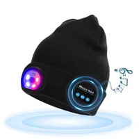 Nuovo Cappello Luminoso LED Ricaricabile Staccabile alla Moda con Musica Bluetooth e Lavorazione in Maglia