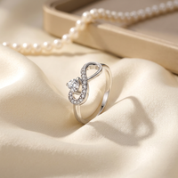 Bagues de promesse Cœur Infini en Argent Sterling 925 avec Pierre de Naissance et Zircon Cubique Transparent, pour Femme et Homme, Vente Chaude