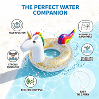 Bouée gonflable licorne à paillettes pour adultes, idéale pour les fêtes au bord de la piscine, la plage, les parcs aquatiques, transat flottant pliable en PVC