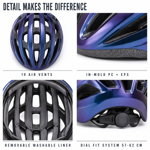 Casque de vélo pour homme et femme, coque respirante avec 19 aérations et réglage par cadran, taille 57-62 cm - Product Image 3