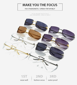 Nouvelles Lunettes de Soleil Ovales Sans Monture en PC UV400 avec Tête de Léopard en Cuivre, Tendance Transfrontalière, Luxe Léger <span class=keywords><strong>Orient</strong></span>é Vers l'Avenir, Unisexe - Product Image 2