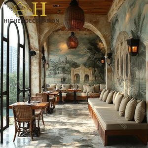 Muebles <span class=keywords><strong>de</strong></span> restaurante <span class=keywords><strong>de</strong></span> lujo, juego <span class=keywords><strong>de</strong></span> sofás, mesa <span class=keywords><strong>de</strong></span> comedor <span class=keywords><strong>de</strong></span> mármol negro y sillas, asientos <span class=keywords><strong>de</strong></span> cabina para Club Cafe Bar - Product Image 5