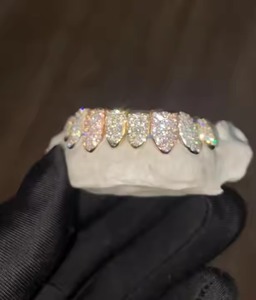 Lujo VVS Moissanite Grillz personalizado totalmente helado 8 Top 8 Bottom Set piedras centrales grandes ajuste impecable joyeros con sede en Londres HipHop - Product Image 5