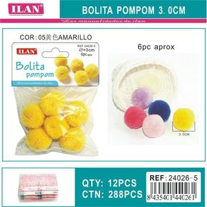 Pompon Ilan Bolita 3.0 Cm Giallo per Forniture Artigianali - Product Image 1