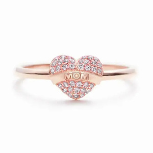 Anello con zirconi a forma di cuore per donna, chic, dolce, elegante, alla moda, gioielli per l'amore materno, regalo quotidiano - Product Image 5