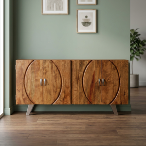 Mueble de TV Ajustable de Madera Maciza de Acacia con Borde Natural, Estilo Industrial Vintage, para Sala de Estar, Muebles para el Hogar - Product Image 2