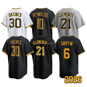 Camiseta de Béisbol 2026 Estilo Moderno para Hombre, Cosida, con los Nombres de Roberto Clemente, Paul Skenes, <span class=keywords><strong>Bryan</strong></span> Reynolds y Konnor Griffin - Product Image 1