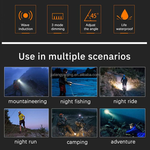 Multi color LED <b>Rechargeable</b> Headlamp Motion Sensor Waterproof Headlight Portable Clip on Head <b>Torch</b> for Outdoor Camping Fishing - Product Image 6