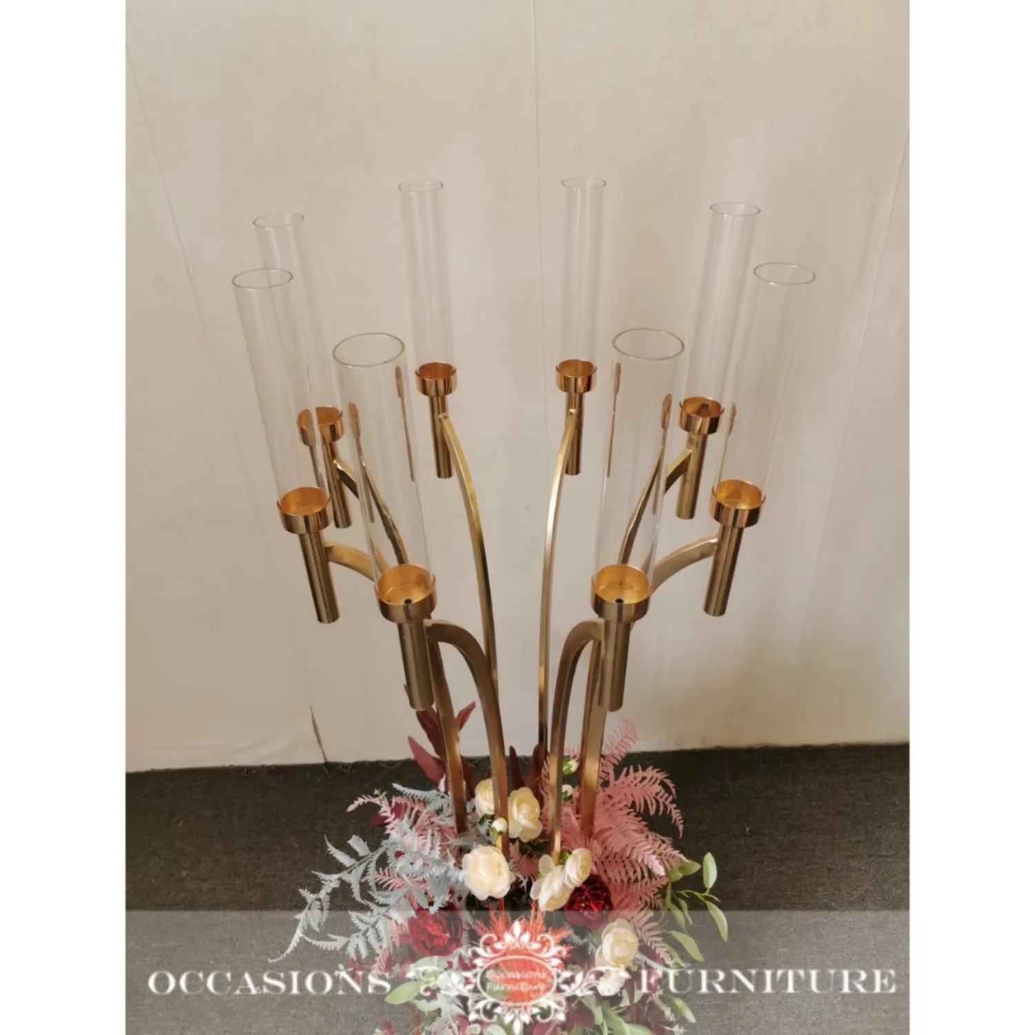 Centrotavola in ferro dorato per decorazioni da tavolo candelabri da sposa