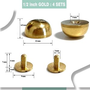 Honigo - Tachuelas de metal redondas de latón macizo con remaches dorados para bolsos, con tornillo de sujeción, de 1 pulgada (25 mm) para cuero - Product Image 2