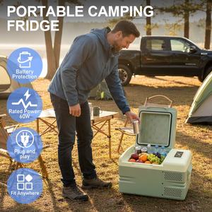 Mini réfrigérateur de voyage avec mode congélateur, compresseur 12V, refroidissement en plastique, petit réfrigérateur pour voiture - Product Image 2