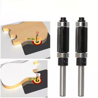 1 Buah Flush Trim Router Bit Bantalan Ganda, dengan Batang Bulat 1/4 Inci 1/2 Alat Pertukangan