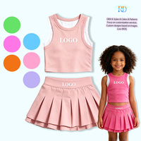 Ensemble deux pièces en coton Ruidian, haut dos nageur et jupe color block, tenue d'été pour enfants, logo personnalisé, vêtements de sport respirants pour filles