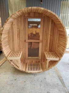 Sauna Cilindrica Elettrica da Esterno in Cedro Rosso Personalizzata e Moderna per Villa, 4 Persone, Sauna a Vapore Secco e Umido - Product Image 5