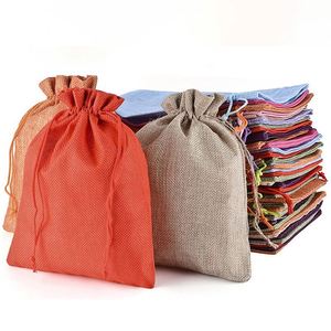 Bolsas de Arpillera con Cuerda 17x23cm, Bolsas Grandes de Lino con Cordón, Bolsas de Regalo Reutilizables, Bolsitas para Joyería, para Fiestas y Navidad - Product Image 1