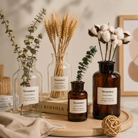 Bouteille diffuseur de parfum en verre ambré de luxe avec bouchon intérieur, conteneur d'arôme, logo personnalisé, OEM, vente en gros