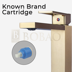 Robinets de salle de bain rétro élégants montés sur le pont en laiton, robinets de lavabo de salle de bain en or brossé - Product Image 5