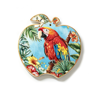 Sous-plat en céramique personnalisé en forme de macaw imprimé, motif floral tropical d'hibiscus, résistant à la chaleur pour cuisine et table
