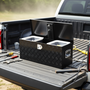 Boîte à outils en aluminium pour benne de camion, 35,4x14,6x14,6 pouces, robuste, étanche, avec serrure et poignée latérale, pour usage en garage - Product Image 2