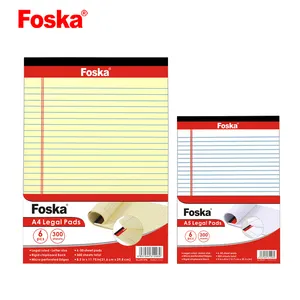 Foska Schulbüro A4 Legal Notepad mit weitgehender Regelung Legal Pad Kanarie 50 Blätter innen leicht zu zerreißende Zeile Kratzpapier-Pads