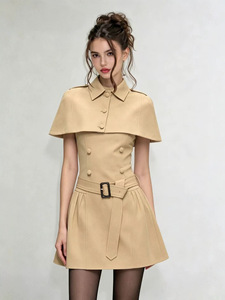 <span class=keywords><strong>Abito</strong></span> a Due Pezzi Stile Trench per Donna, Vestito Mini Senza Maniche con Collo Halter e Cintura, <span class=keywords><strong>Doppiopetto</strong></span> - Product Image 1