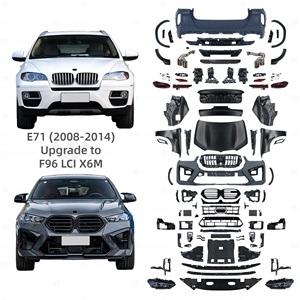 Kits de Carrocería de Último Modelo para <span class=keywords><strong>BMW</strong></span> Serie <span class=keywords><strong>X6</strong></span> 2007-2015 E71, Actualización a Estilo F96 LCI X6M, Parachoques, Capó, Guardabarros, Faros LED, Luces Traseras - Product Image 1