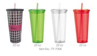 Gobelet en plastique sans BPA avec paille, 22 oz, anti-fuite, pour camping en plein air, vente en gros, OEM