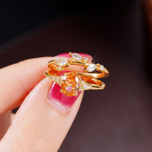 Set di Anelli con Petali di Foglia e Zirconi per Donne, Gioielli Eleganti e Minimalisti alla Moda - Product Image 5