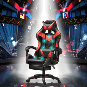 Chaise de jeu de course réglable en hauteur en gros, cuir synthétique, acier inoxydable, chaise pivotante pour joueurs d'ordinateur - Product Image 3