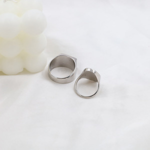 Geometric <b>Titanium</b> Steel <b>Ring</b> Black Oval Bezel Setting Unisex Jewelry Gift - Product Image 4