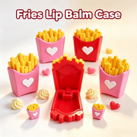 Étui à baume à lèvres en forme de frites 5G personnalisé ISMAN, mignon, en forme de cœur, créatif, pour enfants, conteneur de restauration rapide, emballage cosmétique, vente en gros