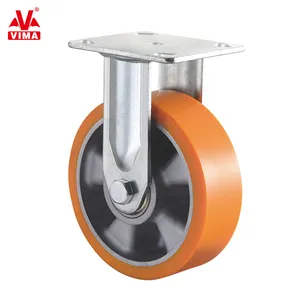 VIMA PU Roda Castor Effortless 4 "5" 6 "8" Tipo Fixo Heavy Duty Industrial Rodízios 8 polegadas 200mm Roda Caster