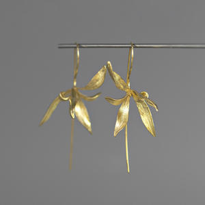 INATURE 925 plata esterlina joyería hecha a mano elegante orquídea flor gota pendientes colgantes - Product Image 2