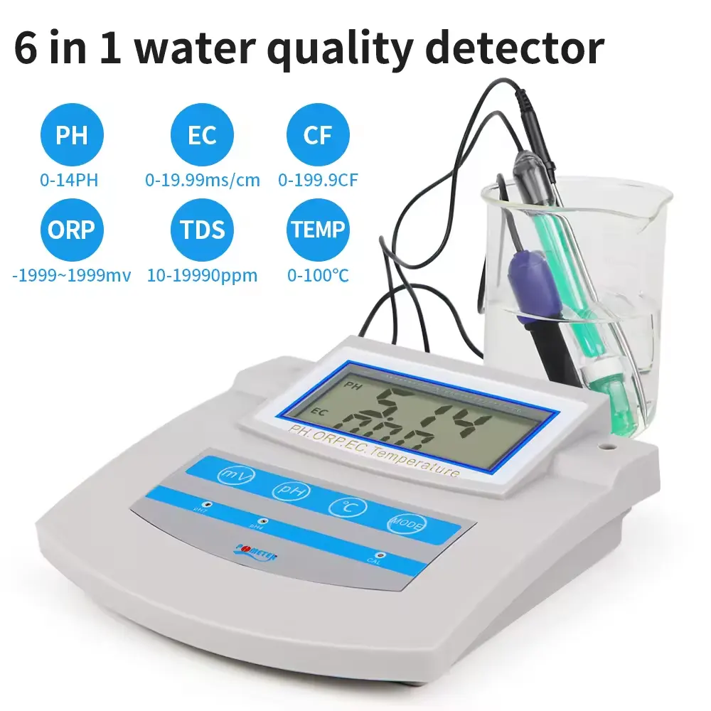 6 in 1 tisch-PH/EC/CF/OR/TDS/temperatur digitaler PH-Meter-Tester multifunktionale Wasserqualitätsprüfung