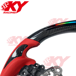 พวงมาลัยแต่งคาร์บอนไฟเบอร์ หนังแท้ พร้อมไฟ LED แสดงรอบเครื่องยนต์ สำหรับรถ Mazda CX3 CX6 CX30 Speed 3 6 RX8 RX7 สไตล์รถแข่ง - Product Image 2