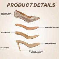 Sandal hak stiletto dengan tali pergelangan kaki, bunga logam berlapis emas, ukuran besar, elegan, warna ivory, tersedia OEM, cocok untuk pesta prom, pernikahan, dan acara malam.