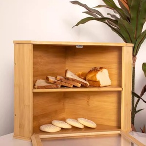 Yamaki Takekaku Bamboo Triangular Bread Box Double Layer <b>Acrylic</b> Door Household <b>Storage</b> Side Door - Product Image 2