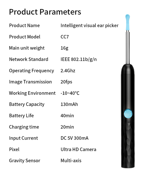 Net Camera Tool WiFi Camera Tool With 6pcs Spoon Heads Endoscope Camera Wireless Earpick