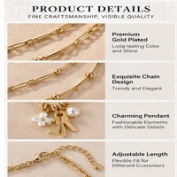 Collier superposé plaqué or tendance pour femme, avec breloques fleur, perle et lettre, chaîne multicouche, bijoux de mode en gros