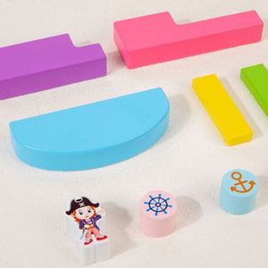 Juego de Equilibrio de Madera con Bloques de Construcción y Tarjetas Educativas, Divertido Juego Interactivo de Apilamiento de Torres para Niños y Adultos - Product Image 4