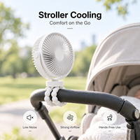 Ventilateur portable Octopus Clip USB rechargeable, mini-ventilateur en plastique avec moteur sans balais 5V, autonomie de 4 à 9h pour poussette, bureau et extérieur