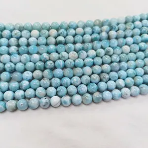 Wholesale A Grade Natural Smooth Charm Gemstone Larimar Stone Loose Beads For Jewelry Making