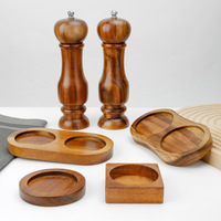 Plateau de Rangement pour Condiments en Bois Durable avec Base de Meulage pour la Cuisine à Domicile