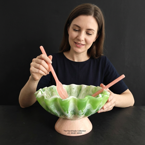 The Handmade Collection Resin Bowl <b>Green</b> Modern Luxury Design Eco-Friendly Stocked <b>Food</b> Serving Dish Stackable Dishwasher Safe - Product Image 5