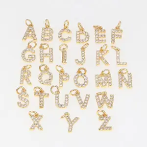 Pingente de zircônias com letras em inglês, pingente de bolha fashion DIY banhado a ouro 18K acessórios DIY para colar, pingente de venda imperdível