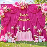 Rideaux de fond en polyester fuchsia infroissable, 2 panneaux, pour décorations de fête, mariage, baby shower, anniversaire